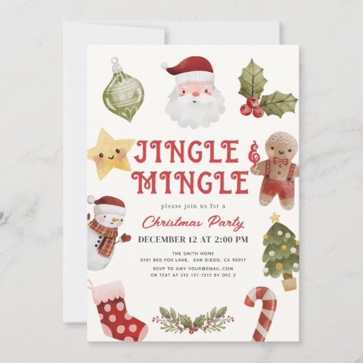 Jingle & Mingle Schattige kerstfeestje Kaart (Voorkant)