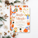 Jingle & Mingle Schattigee vakantieartikelen Kerst Kaart<br><div class="desc">Deze schattige "jingle & mingle" kerstfeestuitnodiging heeft een crème achtergrond met Sinterklaas,  een sneeuwpop,  notenkraker,  engel,  trompet,  trommel en vakantie ornamenten. De achterzijde heeft een rode achtergrond met ornamenten motieven. Personaliseer het voor uw behoeften. Je kunt bijpassende producten vinden in mijn winkel.</div>