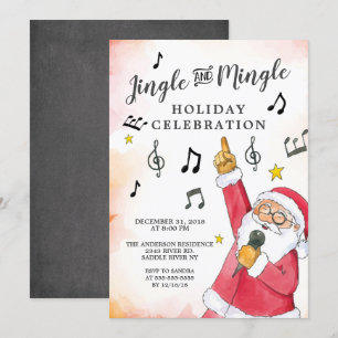 Jingle Mingle Singing Santa Holiday Party Kaart