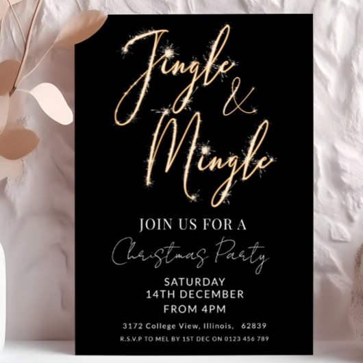 Jingle & Mingle Sparkle Script Black Christmas Kaart