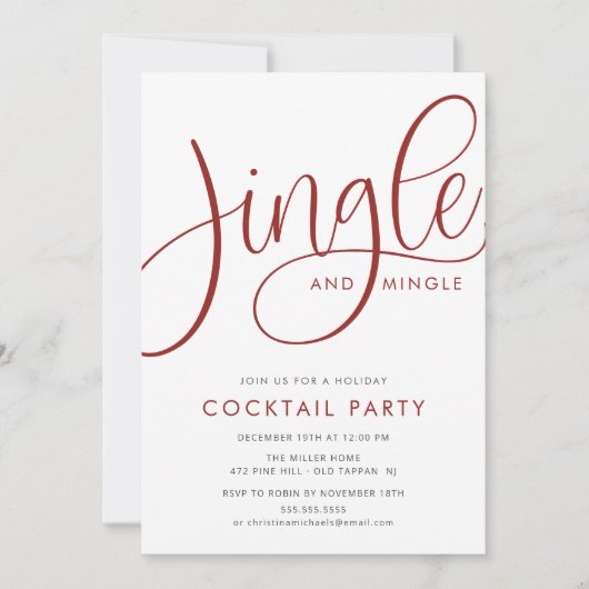 Jingle & Mingle Vakantie Cocktail Party Kaart (Voorkant)