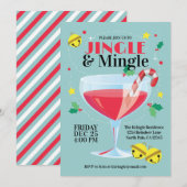 Jingle & Mingle Vakantie Cocktail Party Uitnodigin Kaart (Voorkant / Achterkant)