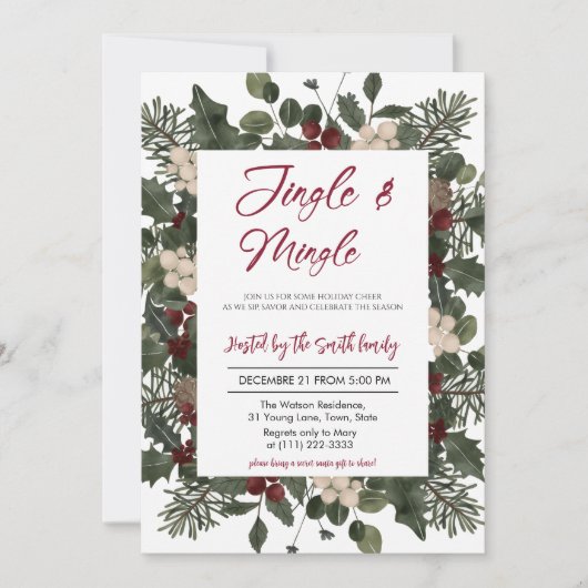Jingle & Mingle Vakantie Kerstfeest Kaart (Voorkant)