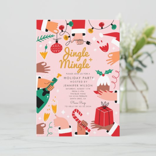 Jingle Mingle Vrolijk Kerstfeest Kaart (Staand voorkant)