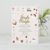 Jingle Mingle Vrolijk Kerstfeest Kaart (Staand voorkant)