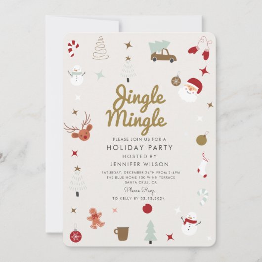 Jingle Mingle Vrolijk Kerstfeest Kaart (Voorkant)