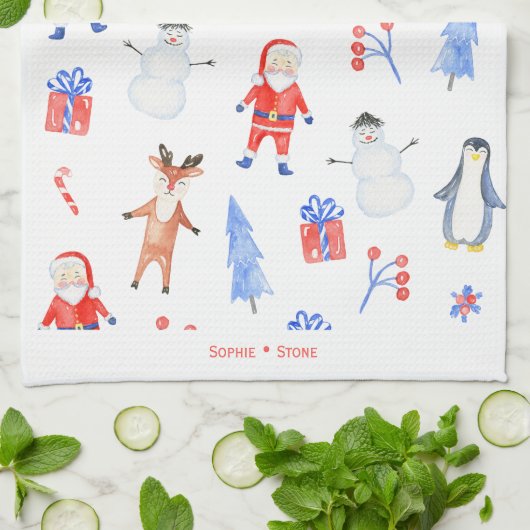 Jingle & Mingle waterverf Kerst Theedoek (Gevouwen)