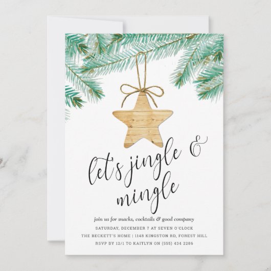 Jingle & Mingle Waterverf Pine Tree-feestdag Kaart (Voorkant)