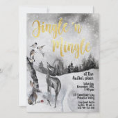 Jingle & Mingle Waterverf Woodland Party Invite Kaart (Voorkant)