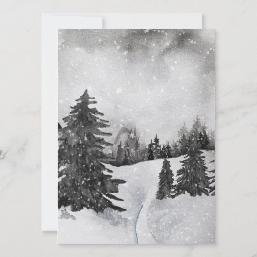 Jingle & Mingle Waterverf Woodland Party Invite Kaart (Achterkant)