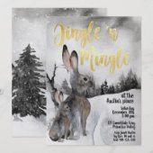 Jingle & Mingle Waterverf Woodland Party Invite Kaart (Voorkant / Achterkant)