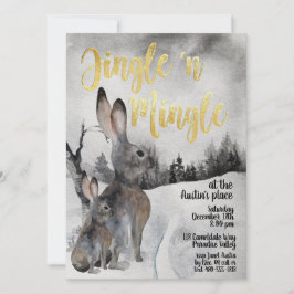 Jingle & Mingle Waterverf Woodland Party Invite Kaart