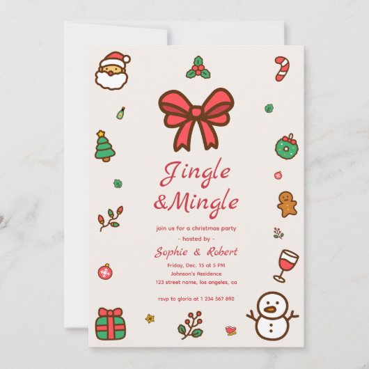Jingle & Mingle Whimsy Doodle Lijst Kerstfeest Kaart (Voorkant)