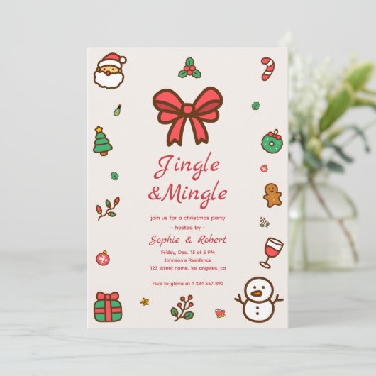 Jingle & Mingle Whimsy Doodle Lijst Kerstfeest Kaart (Staand voorkant)