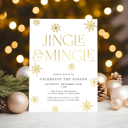 Jingle & Mingle White Gold Snowflakes Vakantie Kaart