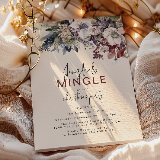Jingle & Mingle Winter Bloemen Kerstfeest Kaart