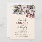 Jingle & Mingle Winter Floral Christmas Party Kaart (Voorkant)