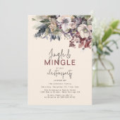 Jingle & Mingle Winter Floral Christmas Party Kaart (Staand voorkant)
