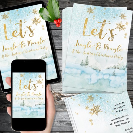 Jingle & MIngle Winter Woodland Party Invite Kaart