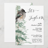 Jingle Mingle Woodland Tree & Bird Party Invite Kaart (Voorkant / Achterkant)