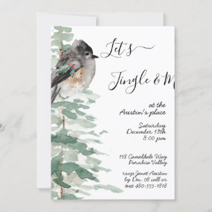 Jingle Mingle Woodland Tree & Bird Party Invite Kaart