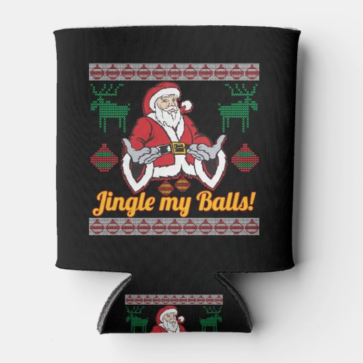 Jingle My Balls Santa Claus Ugly KerstSweater Blikjeskoeler (Voorkant)