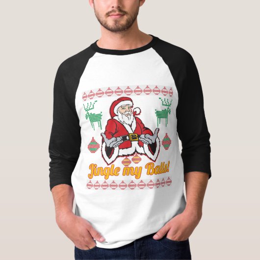 Jingle My Balls Santa Claus Ugly KerstSweater T-shirt (Voorkant)