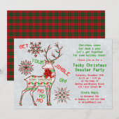 Jingle on Ugly KerstSweater Party Invitation Feestdagenkaart (Voorkant / Achterkant)