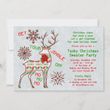 Jingle on Ugly KerstSweater Party Invitation