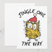 Jingle Owl de weg Funny Santa Owl Kaart (Voorkant / Achterkant)