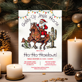 Jingle Paard Santa Vakantie Kerstmis Hoedown Party Kaart