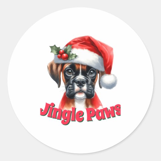 Jingle Paws And Boxer Dog Joy  Ronde Sticker (Voorkant)