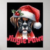 Jingle Paws And Boxer Dog Joy T Shirt Poster (Voorkant)