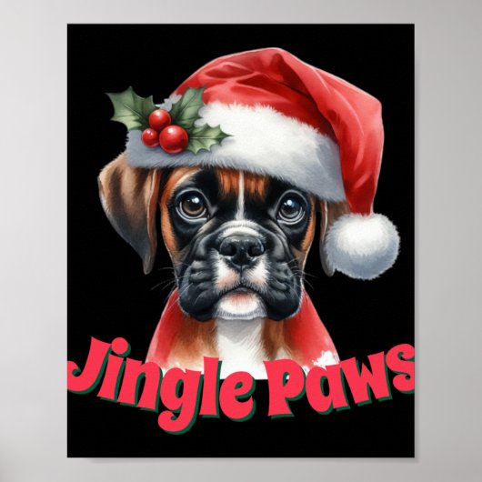 Jingle Paws And Boxer Dog Joy T Shirt Poster (Voorkant)