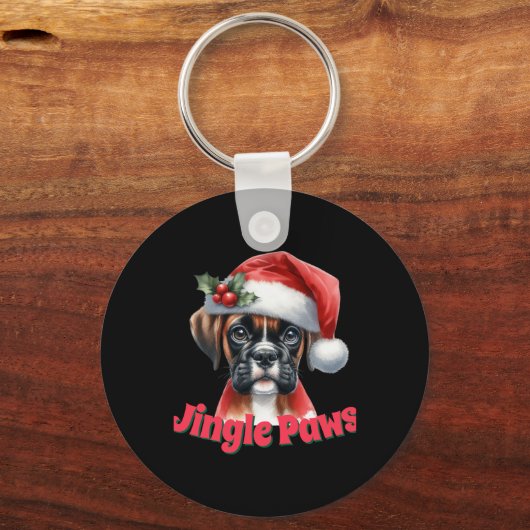 Jingle Paws And Boxer Dog Joy T Shirt  Sleutelhanger (Voorkant)