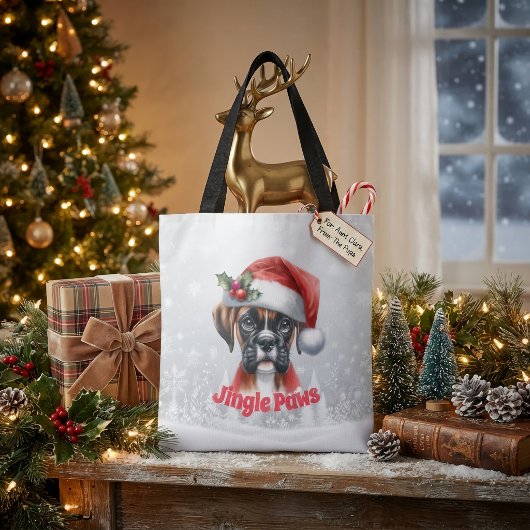 Jingle Paws Boxer Hond Tote Bag