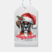 Jingle Paws en Boxer Dog Joy Cadeaulabel (Voorkant)