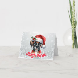 Jingle Paws en Boxer Dog Joy  Feestdagen Kaart
