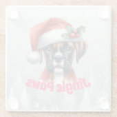 Jingle Paws en Boxer Dog Joy Glazen Onderzetter (Achterkant)