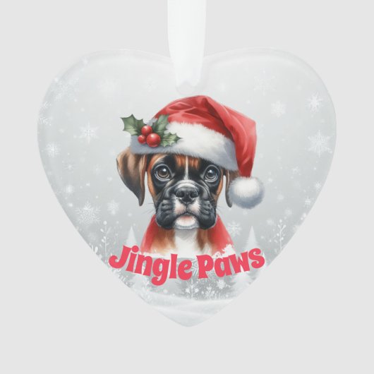 Jingle Paws en Boxer Dog Joy Ornament (voorkant)