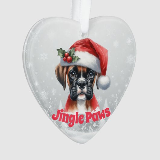 Jingle Paws en Boxer Dog Joy Ornament (voorkant)