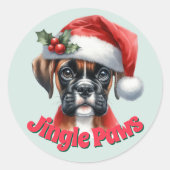 Jingle Paws en Boxer Dog Joy Ronde Sticker (Voorkant)