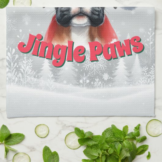 Jingle Paws en Boxer Dog Joy Theedoek (Gevouwen)