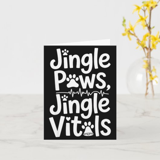 Jingle Paws Jingle Vitals Funny Vet Nurse Xmas  Kaart (Gele Bloem)