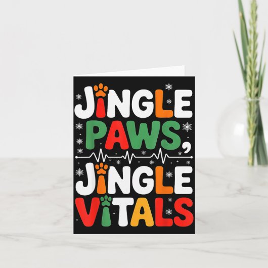 Jingle Paws Jingle Vitals Funny Vet Nurse Xmas  Kaart (Voorkant)