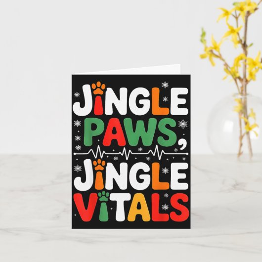 Jingle Paws Jingle Vitals Funny Vet Nurse Xmas  Kaart (Gele Bloem)