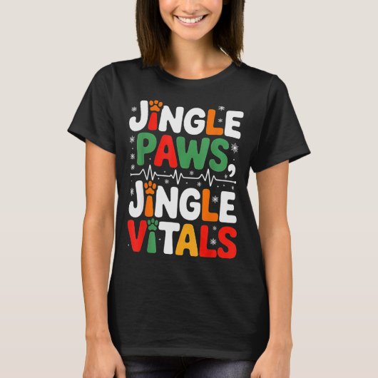 Jingle Paws Jingle Vitals Funny Vet Nurse Xmas  T-shirt (Voorkant)