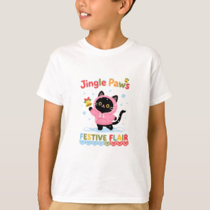 Jingle Paws Kids Kerstshirt Cute Kat Kerst- T-shirt