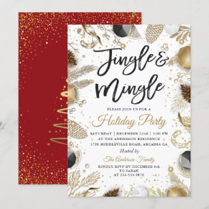 Jingle Red Gold-feestdag Kaart