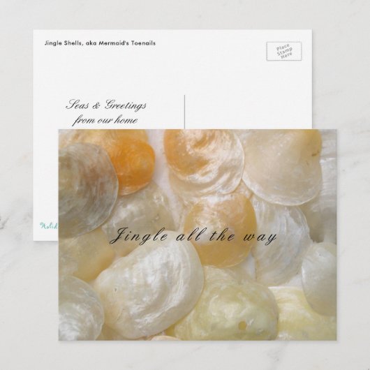 Jingle Shells Beach Briefkaart met kerstcadeaus (Voorkant / Achterkant)